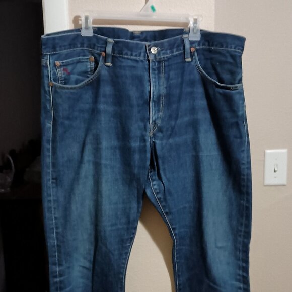 Polo Ralph Lauren 018 Slim Straight Blue Denim Jeans 40x32 Riverside Wash - Picture 1 of 16